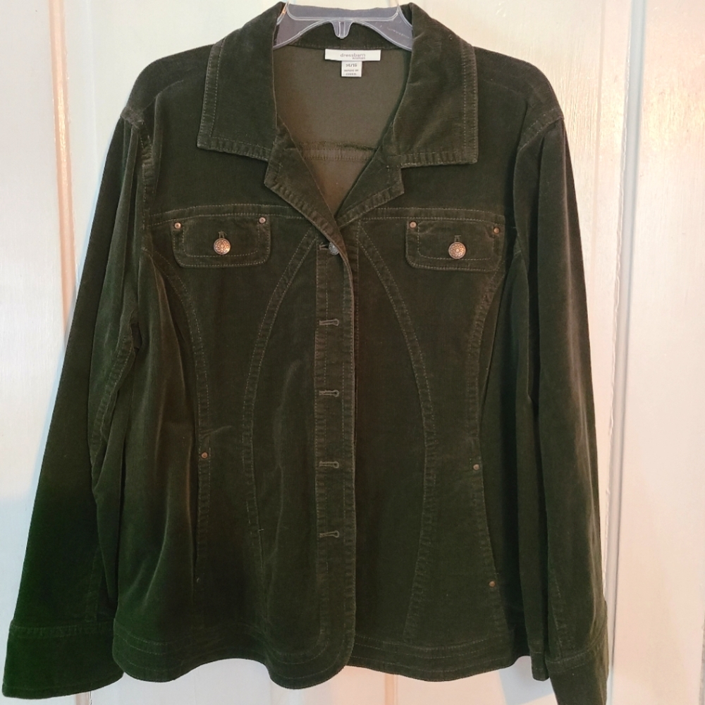 Dressbarn Corduroy Olive Green Jacket - 14/16